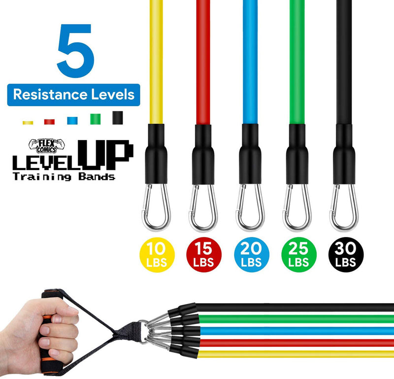 Flex Comics LEVEL UP Training Resistance Bands - 11 Piece Set