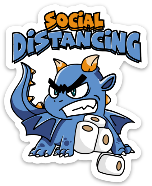 Social Distancing Dragon - Vinyl Sticker